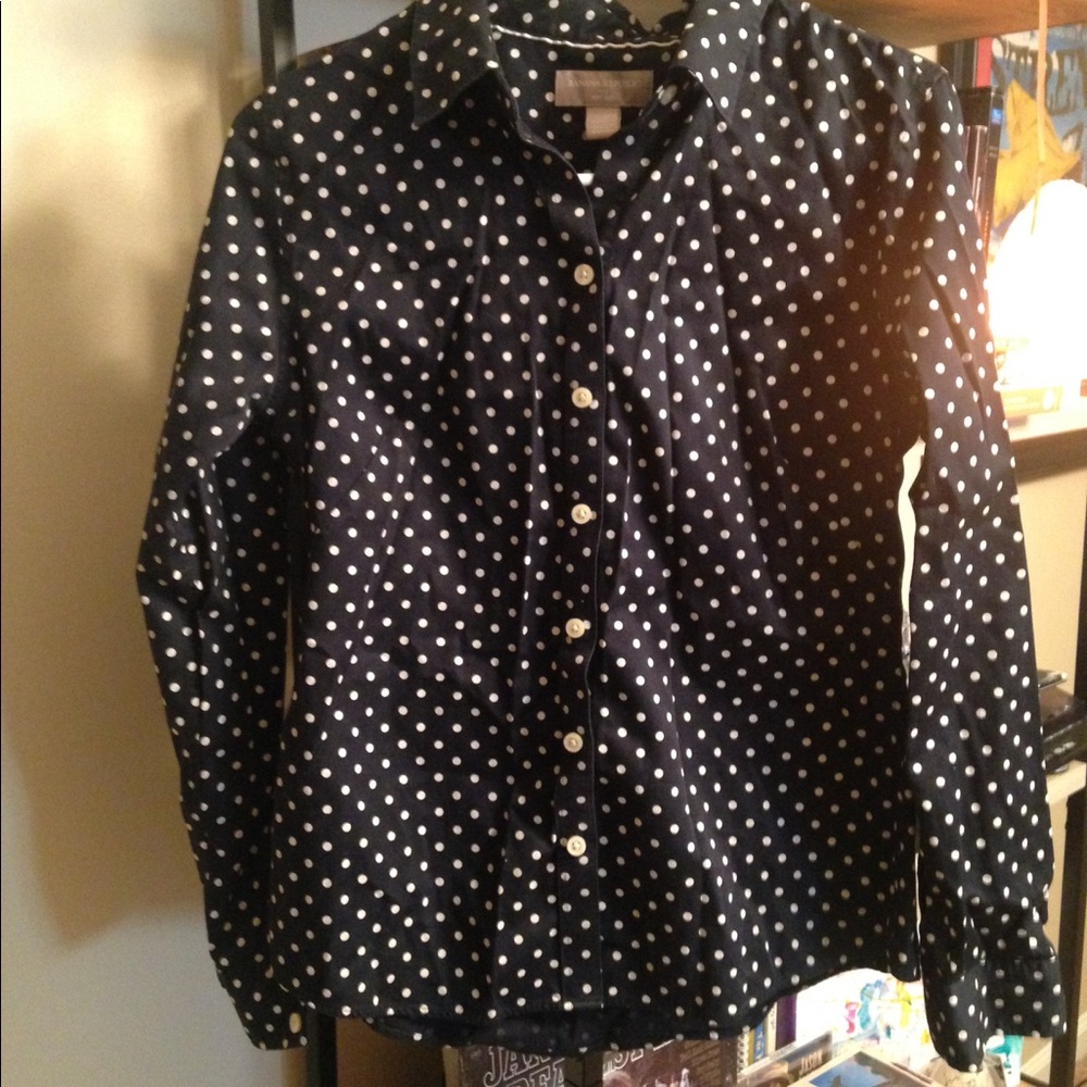 Dark blue polka dot top